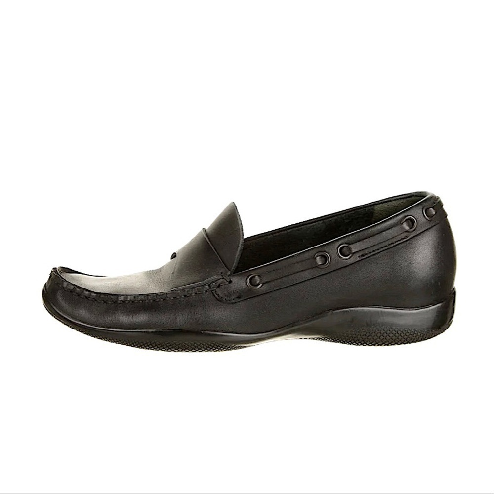 Prada Black Leather Penny Loafers